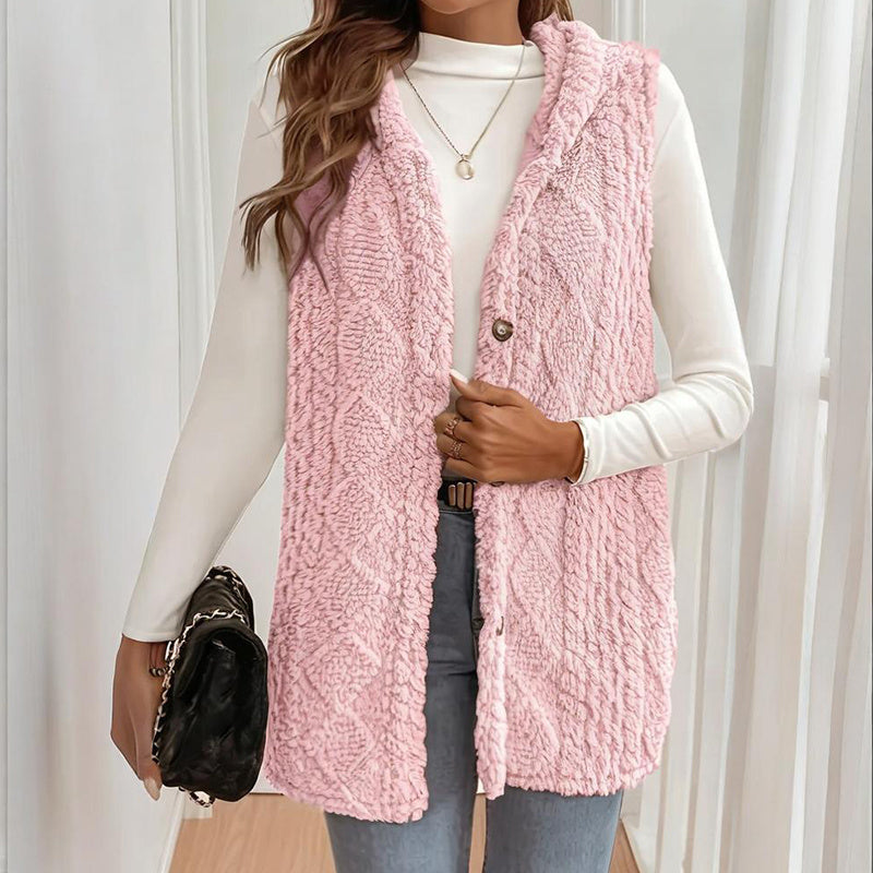 Gilet Sans Manches Texturé à Capuche