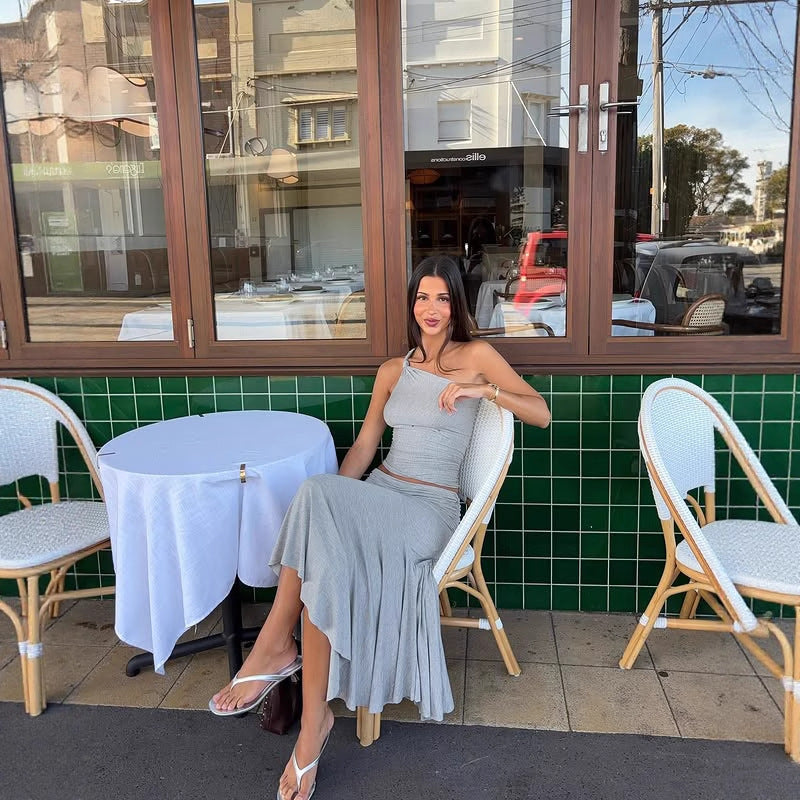 Set Chic Sans Manches – Haut Bretelles + Jupe