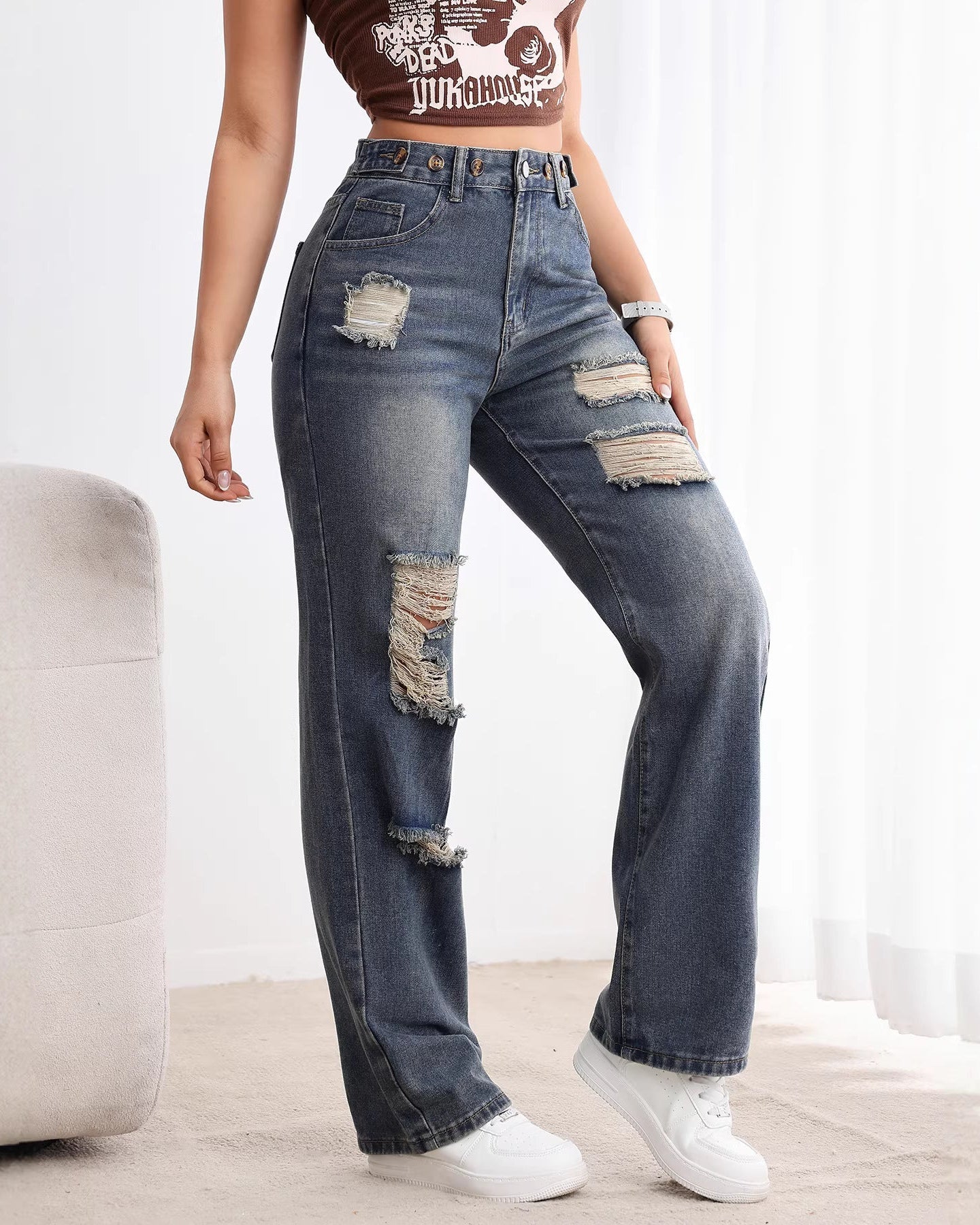 Lysia – Jean Denim Style Vintage Déchiré