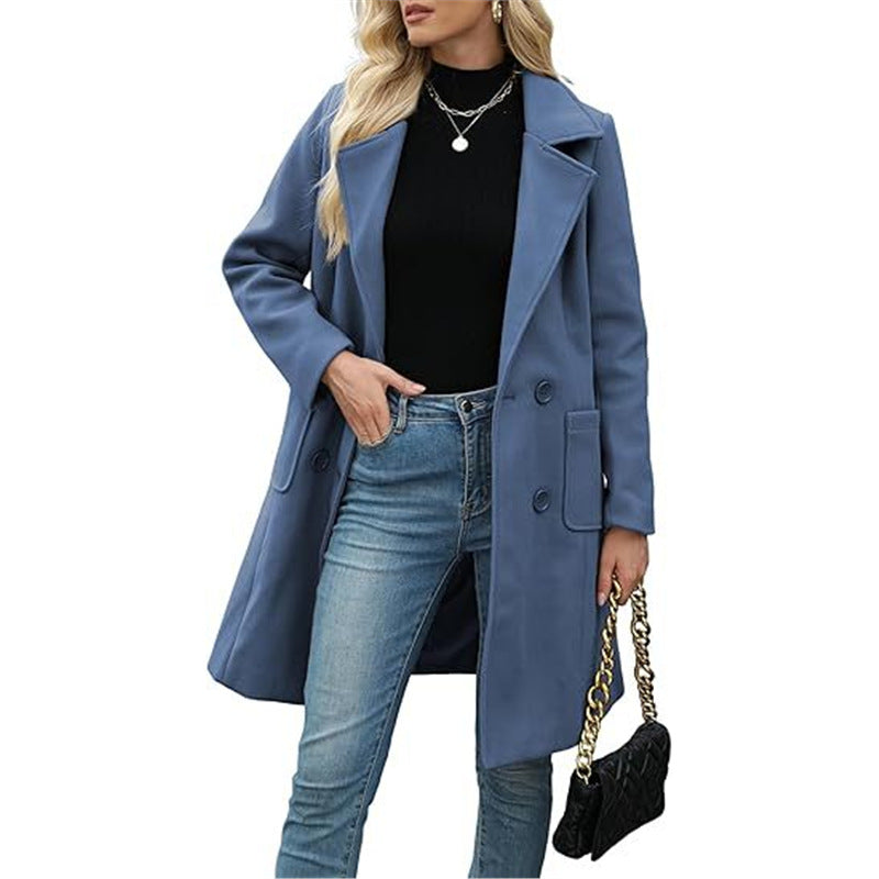 Manteau mi-long à col rabattu