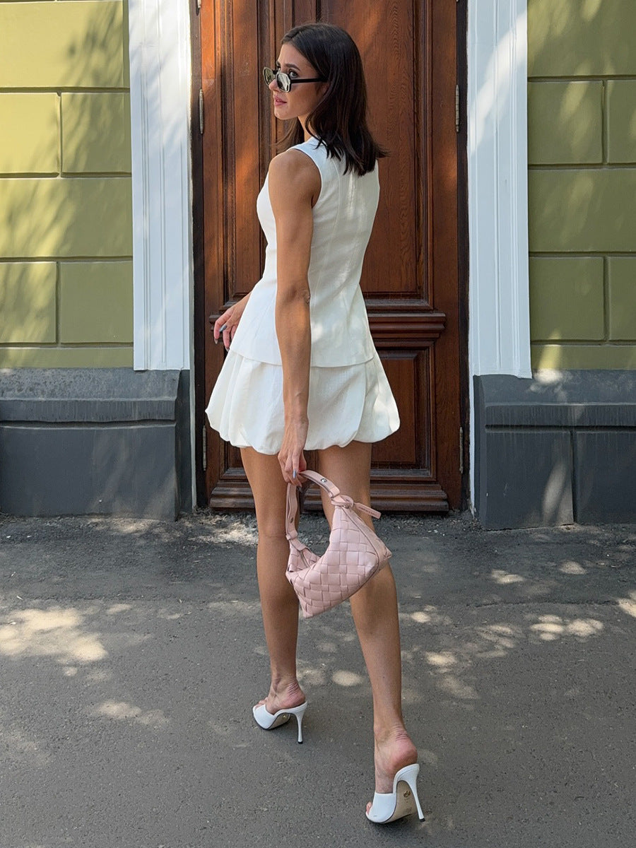LINA — Ensemble Veste Sans Manches & Jupe Boule