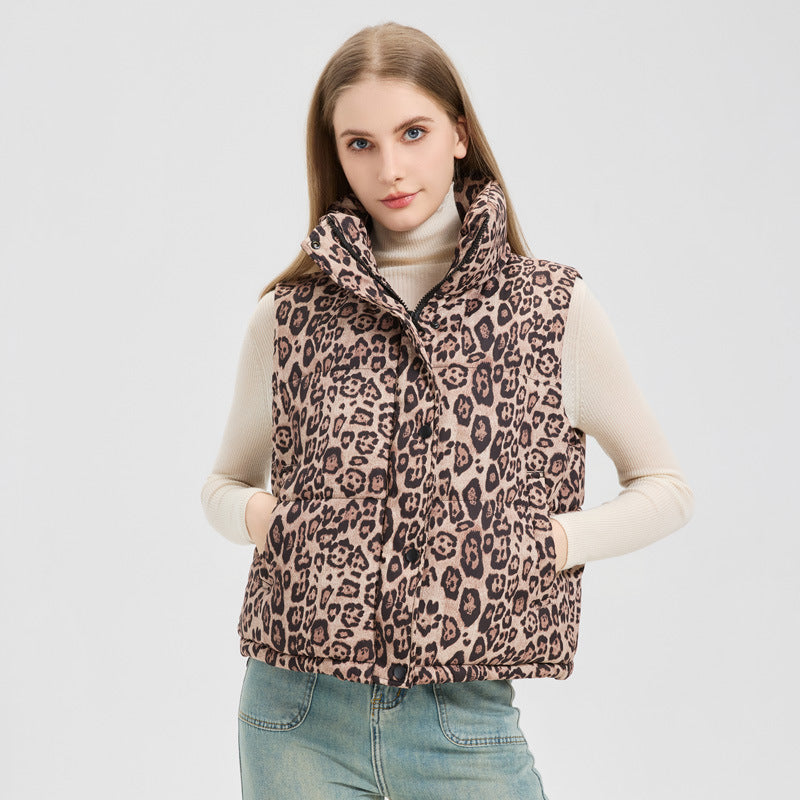 Gilet en coton à col montant imprimé