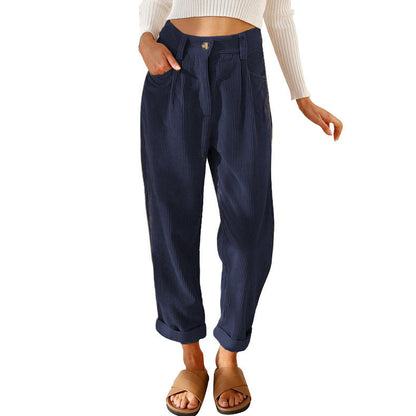 Pantalon Droit Femme en Velours Côtelé