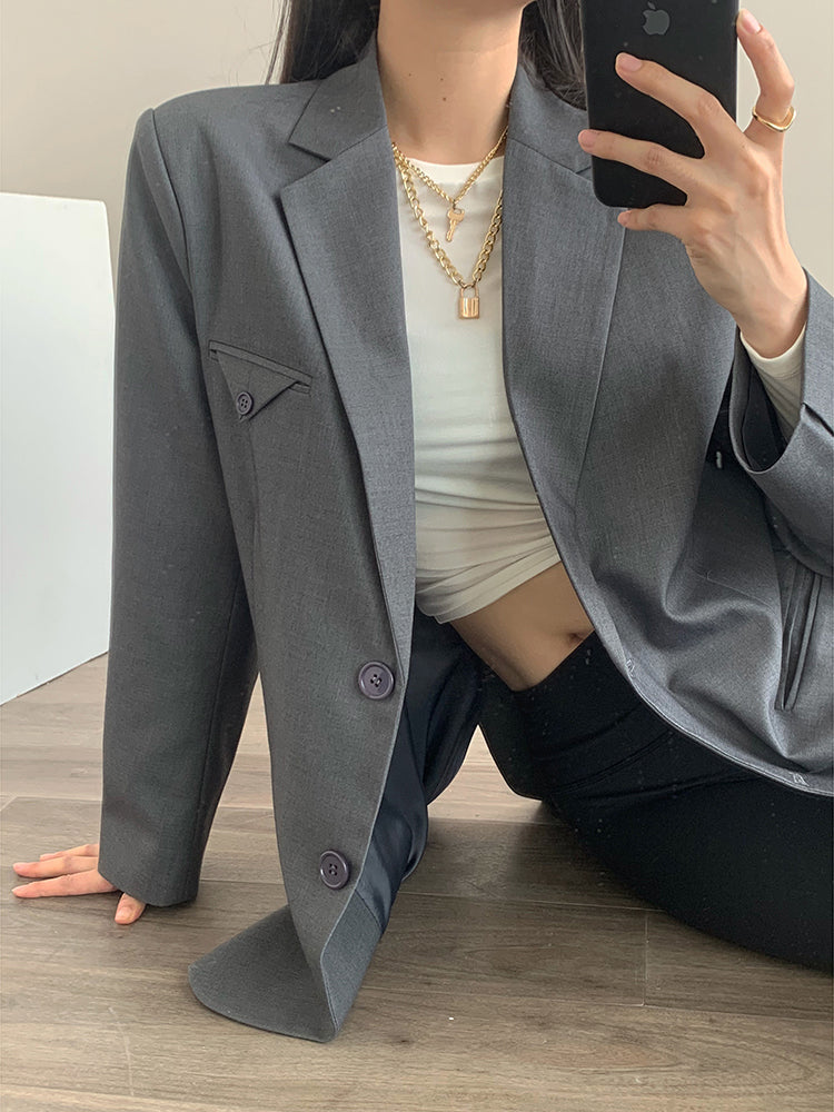 ZANELIA — Veste  Élégante Style Commuter à Boutonnage Simple
