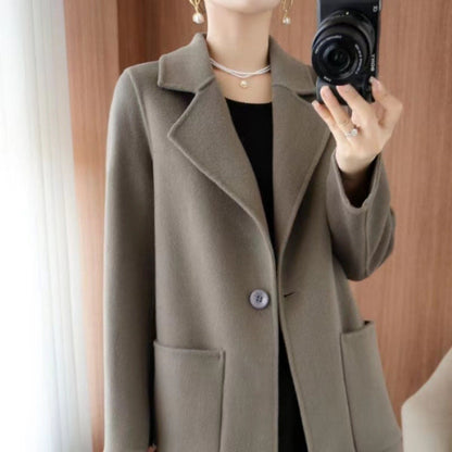 Manteau mi-long en laine, style décontracté chic