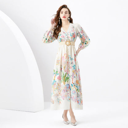Robe longue imprimée coupe slim