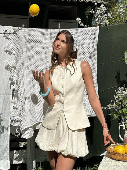 LINA — Ensemble Veste Sans Manches & Jupe Boule