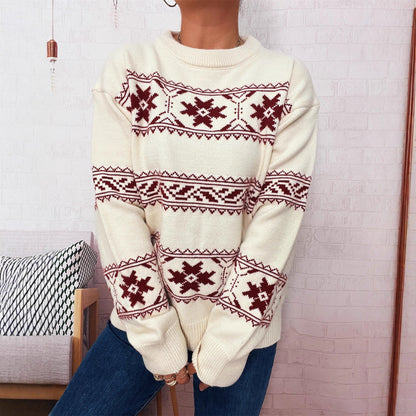Pull de Noël à col rond, orné d'un jacquard