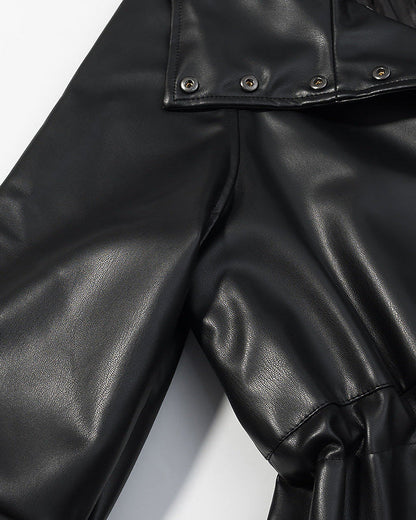 Noctéra – Veste en Similicuir Manches Lanternes