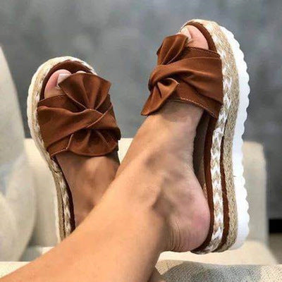Chaussons Fleuris à Nœud – Bout Ouvert