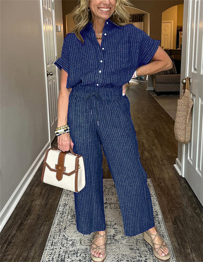 Ensemble – Chemise à Lacets & Pantalon Long