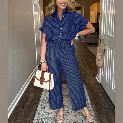 Ensemble – Chemise à Lacets & Pantalon Long