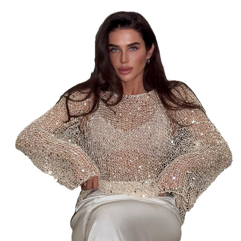 Haut Femme Festif – Sequins Ajourés