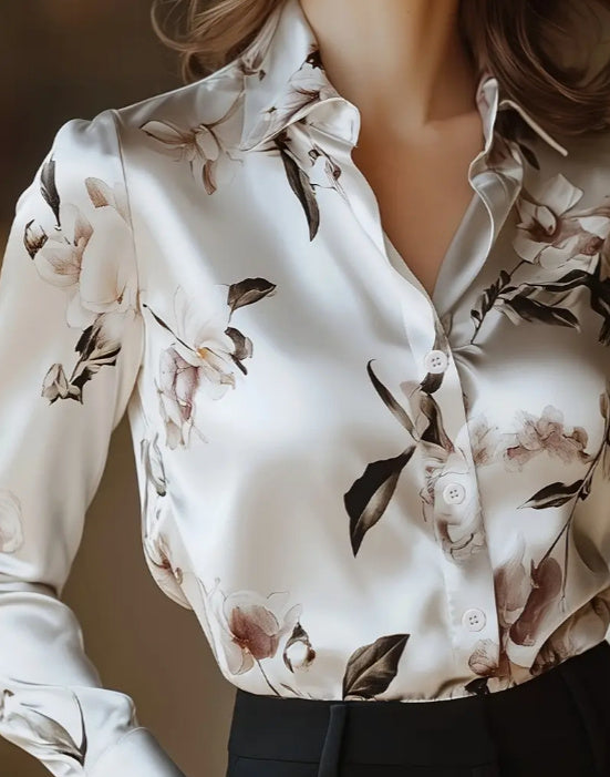 Haut Femme Élégant – Satin Blanc Moderne