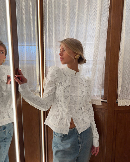 LYA — Chemise en Dentelle à Col Officier