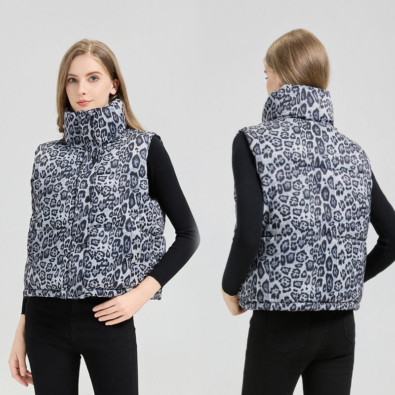 Gilet en coton à col montant imprimé