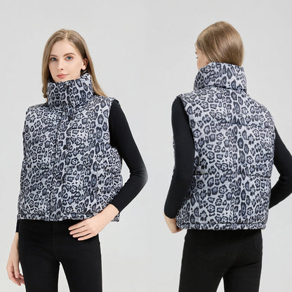 Gilet en coton à col montant imprimé