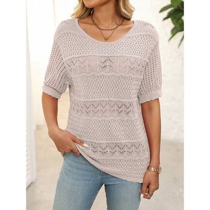 Haut Femme à Manches Courtes en Tricot Crochet