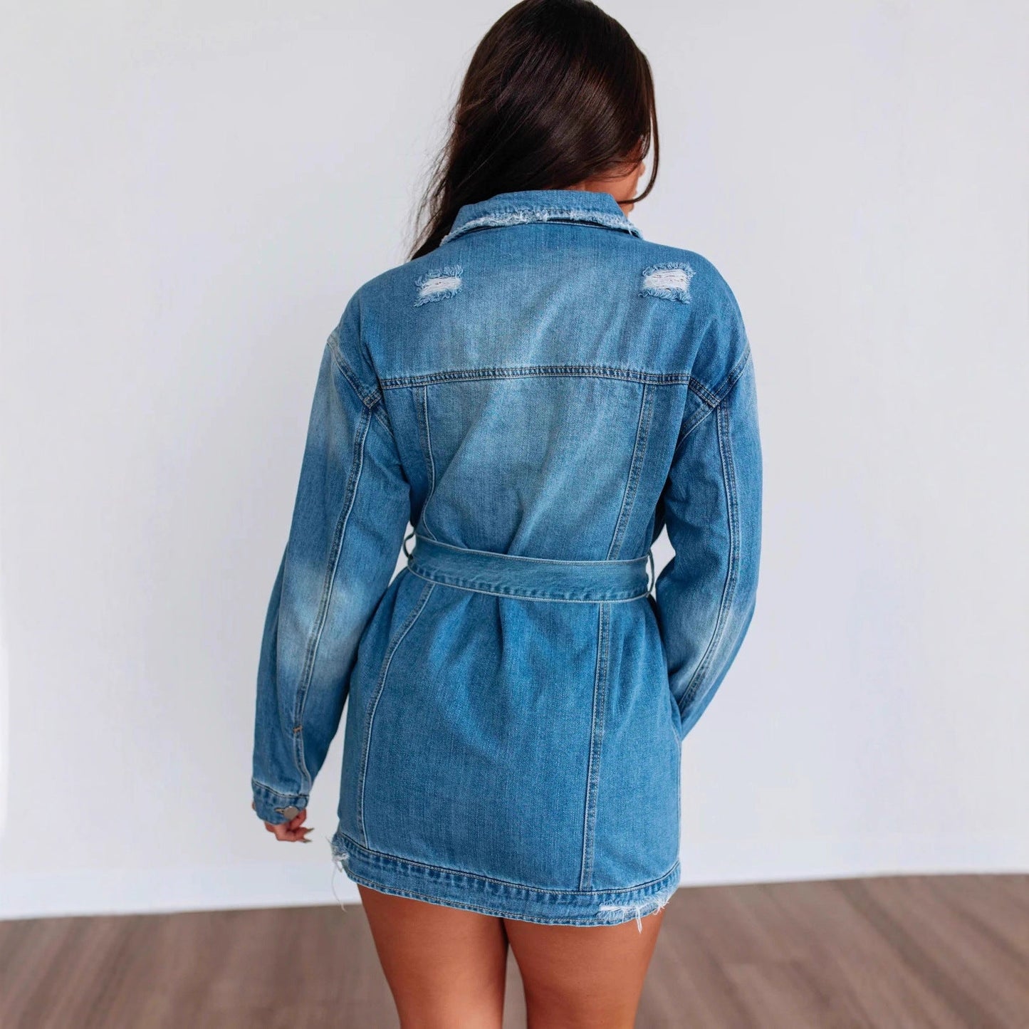 Denoria –Veste Denim Rétro Déchirée Style Street