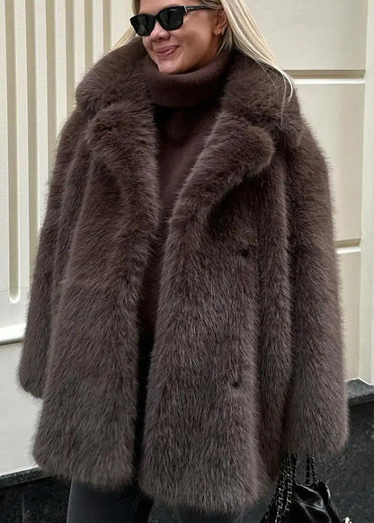 FURLÉA — Manteau Mi-Long en Fausse Fourrure