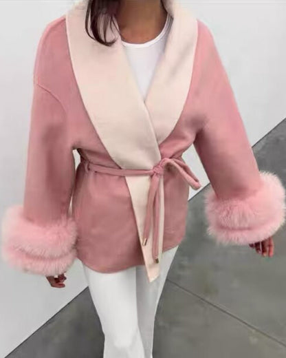 Manteau en laine à ceinture décontractée