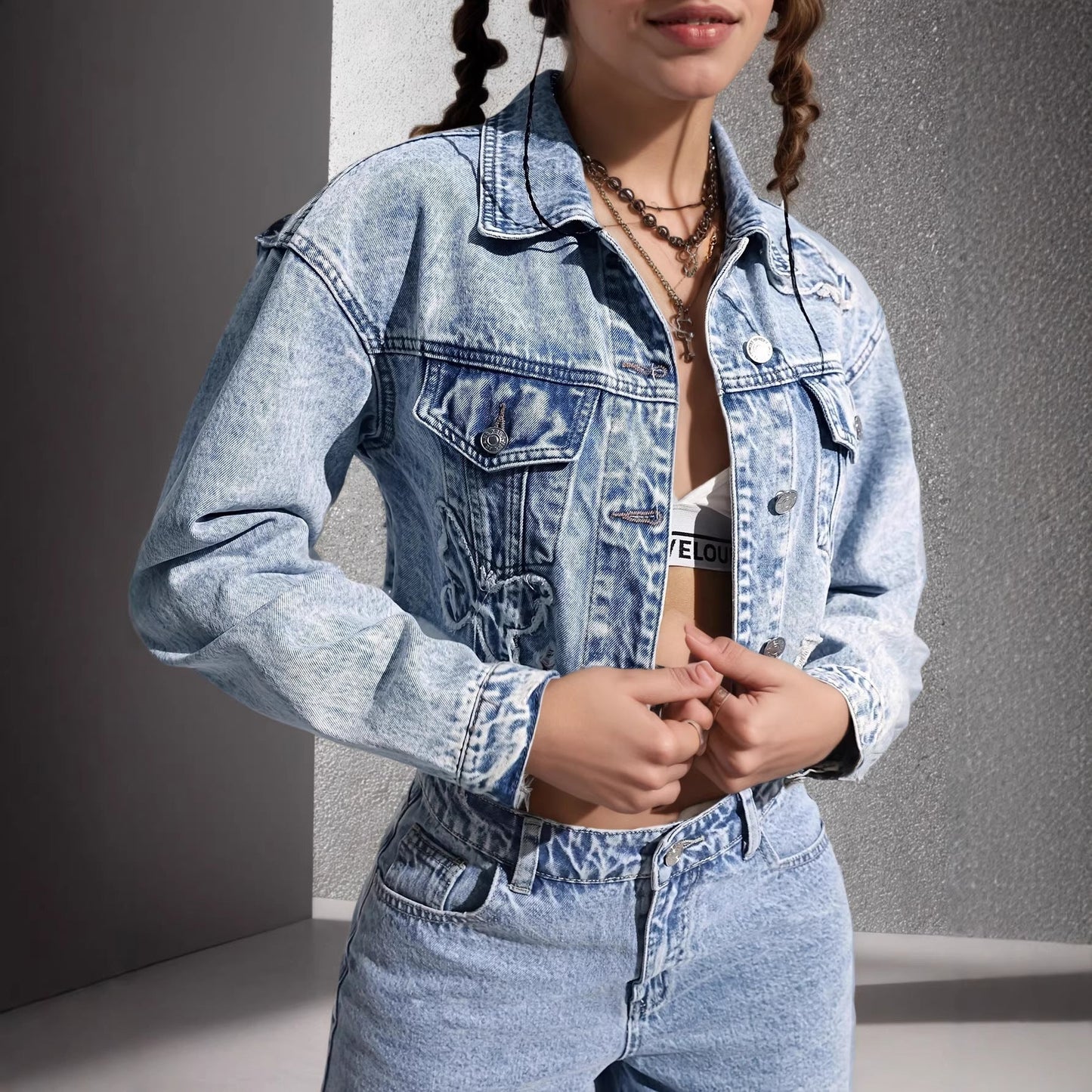 Denoria – Veste en Denim Rétro Ajustée