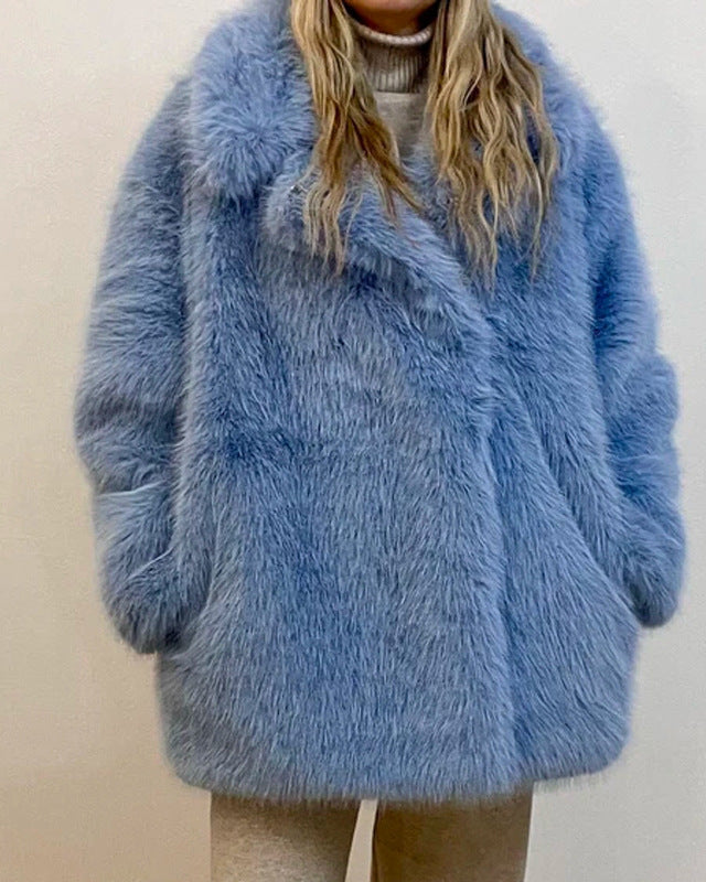 FURLÉA — Manteau Mi-Long en Fausse Fourrure
