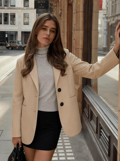 MATHILDE — Blazer Court Élégant à Col Tailleur