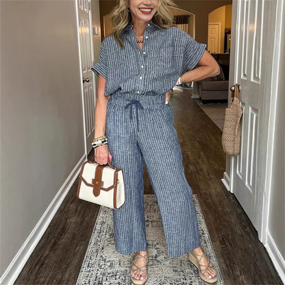 Ensemble – Chemise à Lacets & Pantalon Long