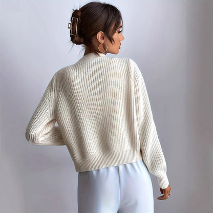 Elvéra – Ensemble Pull &amp; Gilet Blanc Lait
