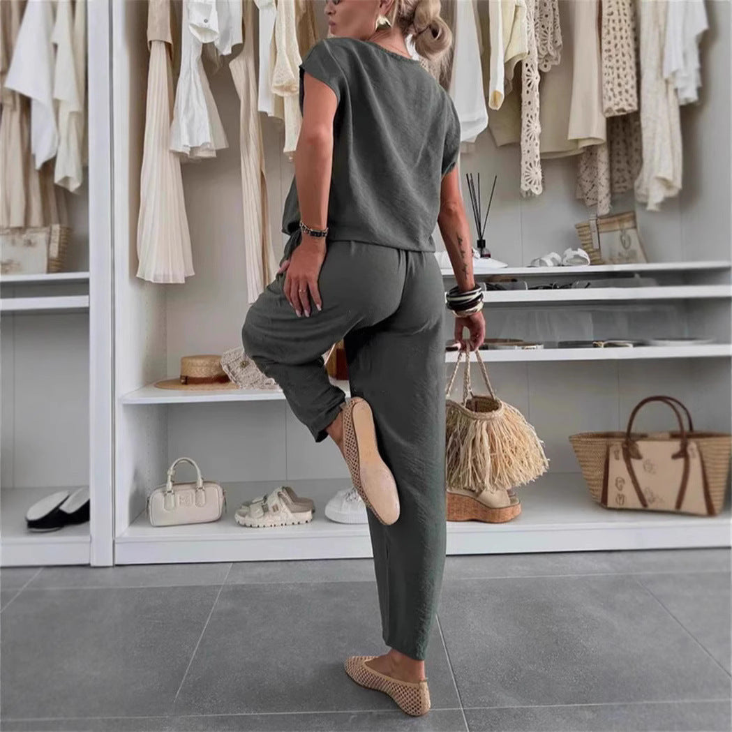 Ensemble Femme – Haut Raglan & Pantalon Soie Glacée