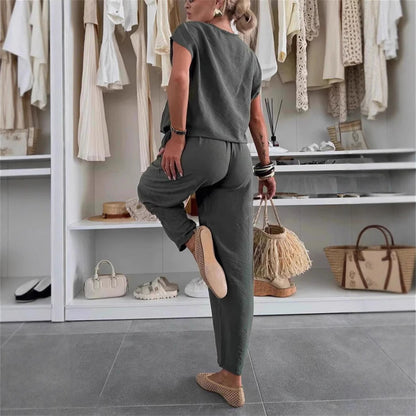 Ensemble Femme – Haut Raglan & Pantalon Soie Glacée