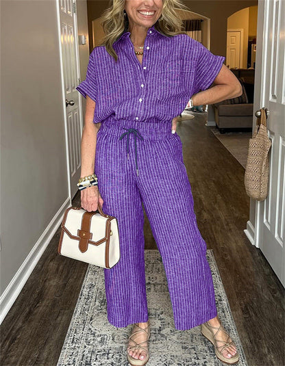 Ensemble – Chemise à Lacets & Pantalon Long