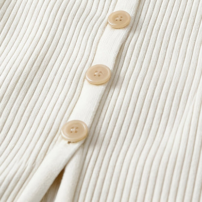 ÉLÉVANA — Robe Midi en Maille Côtelée à Fente