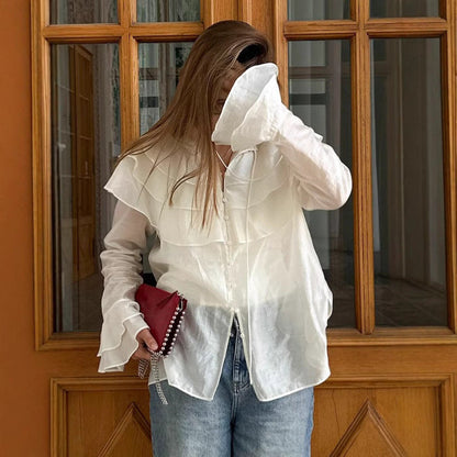 Top Blanc Femme en Tencel – Style Volanté