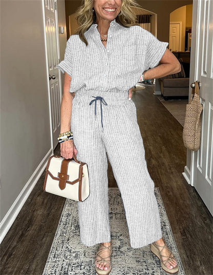 Ensemble – Chemise à Lacets & Pantalon Long
