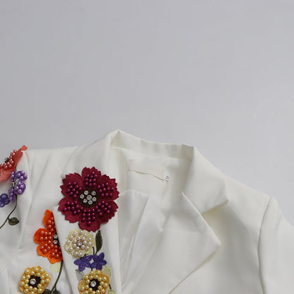 Amelina -Blazer Brodé à Fleurs 3D