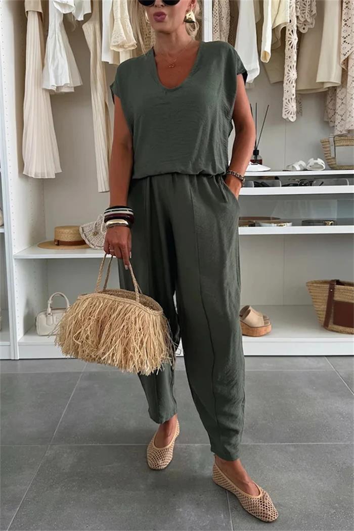 Ensemble Femme – Haut Raglan & Pantalon Soie Glacée