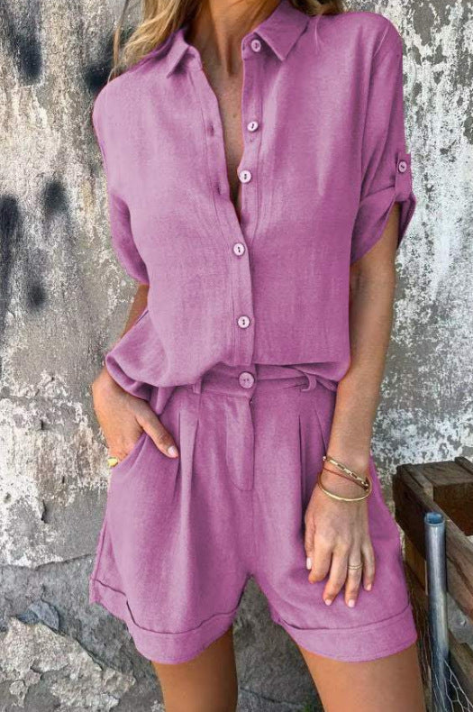 Ensemble Mode Femme – Chemise à Revers & Short