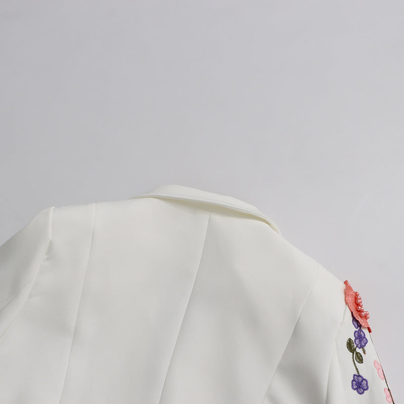 Amelina -Blazer Brodé à Fleurs 3D