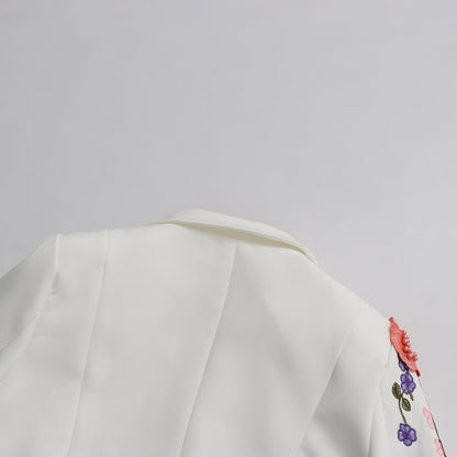 Amelina -Blazer Brodé à Fleurs 3D