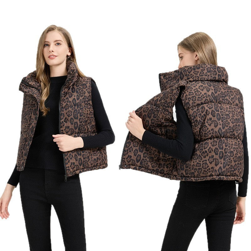 Gilet en coton à col montant imprimé