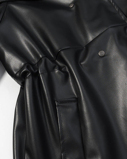 Noctéra – Veste en Similicuir Manches Lanternes