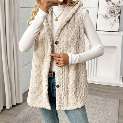 Gilet Sans Manches Texturé à Capuche