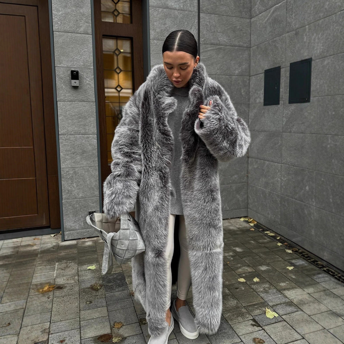 Manteau Long en Fausse Fourrure