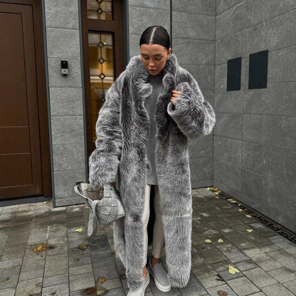 Manteau Long en Fausse Fourrure