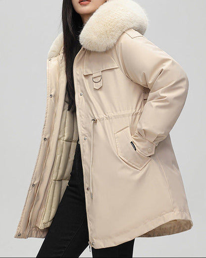 Veste Courte Élégante à Col en Fourrure – Style Urbain Chic