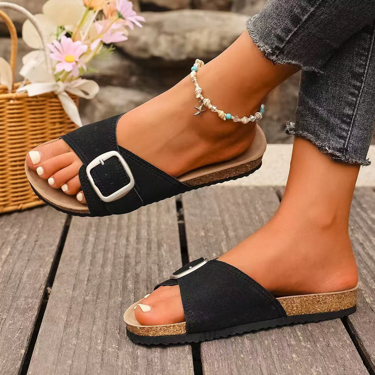 Sandales Femme – Bout Ouvert & Boucle Chic