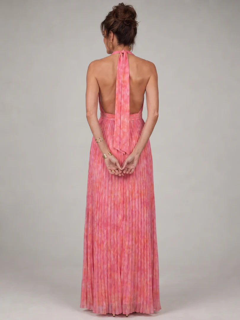 ROSÉLIA — Robe Longue Plissée Rose