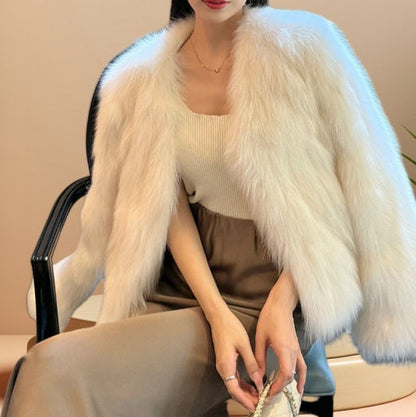 Manteau en fourrure artificielle court pour femme
